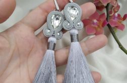Soutache kolczyki wkrętki szare srebrne siwe