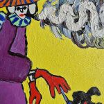 obraz olejny babcia dymek z papirosa - 