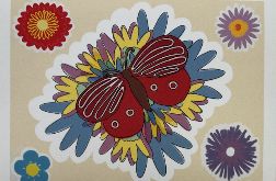Magnesy na lodówkę- motyl i kwiaty