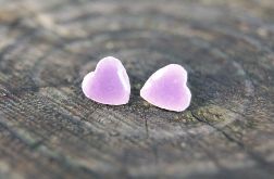 Małe kolczyki serca ceramiczne Polana Lawendy