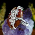 Srebrny pierścionek z jaspisem rozmiar 14 - Sterling Silver ring with Jasper wire wrapped gift for her gift for mom perfect present oryginal artisan handcrafted jewelry for women