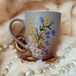 Polne kwiatki ręcznie malowany kubek 300 ml. - ręcznie malowane