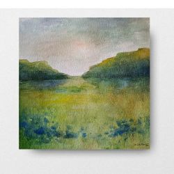 Łąka -akwarela formatu 20/20 cm