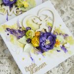 Kartka ślubna - fiolety, z pudełkiem - Bride & groom