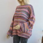 Róże i fiolety sweter oversize - sweter na drutach