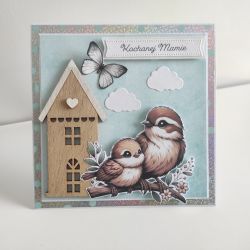 Kartka na Dzień Matki dla mamy z ptaszkami