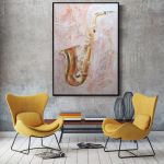 Saksofon II, obraz malowany na płótnie - 