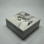 Drewniana szkatułka/pudełko kwadratowe - VINTAGE - szkatułka drewniana