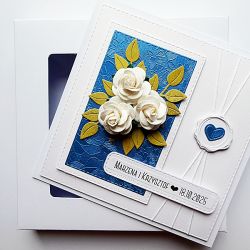 Kartka na ślub z różami handmade elegancka 