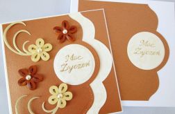 Kartka MOC ŻYCZEŃ quillingowymi kwiatami