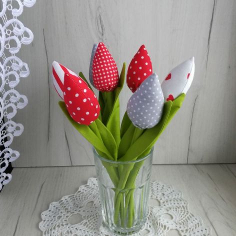 Tulipany z bawełny bukiet Wielkanoc dekoracja