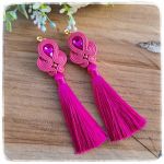 Kolczyki sutasz soutache Long różowe, chwost  - Pink