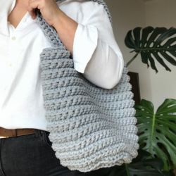 Torebka damska,na ramię, koszyk z sznurka,szara... 