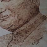 Św. Jan Paweł II- pirografia, handmade - Sygnowany  własnoręcznym podpisem