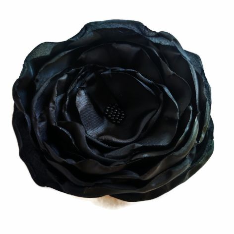 Broszka czarna 8cm kwiatek