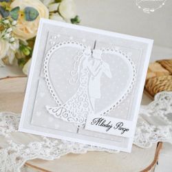 Elegancka kartka ślubna w bieli #1