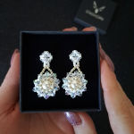 Kolczyki Ślubne z Perełkami i Kryształkami - sztyfty ślubne z koralików i kryształków