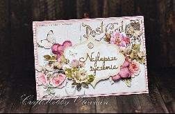 Najlepsze życzenia - różana pocztówka vintage