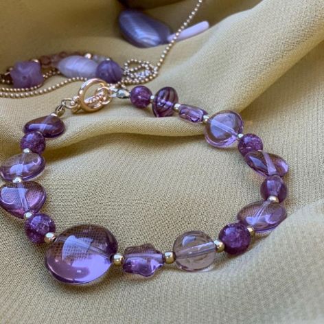 Bransoletka purple glass