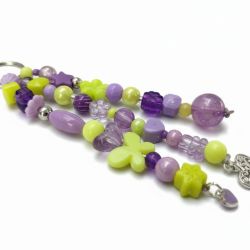 Fioletowo żółty breloczek z serduszkami