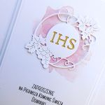 Zaproszenie komunijne z Hostią handmade  - Zaproszenie komunijne handmade w różu