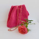 Szydełkowa torebka CottonBag malinowa - crochet bag