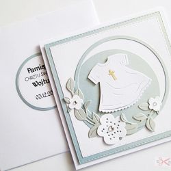 Kartka PAMIĄTKA CHRZTU błękitnoszara #1