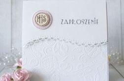 Delikatne zaproszenia komunijne z hostią