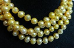 Naszyjnik z perłami, sznur pereł, żółte perły naturalne