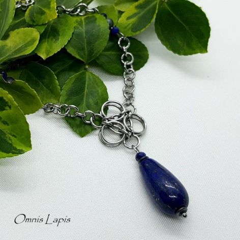 Naszyjnik chainmaille z lapis lazuli