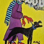 obraz olejny babcia dymek z papirosa - 