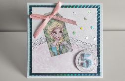 Kartka na Urodziny Elsa kraina Lodu kokardka