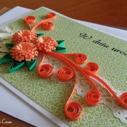 Kartka quilling - W dniu urodzin