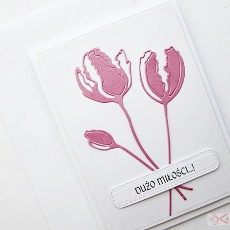 Kartka NA ŚLUB - ciemnoróżowe kwiaty