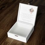 Duże pudełko na prezent komunijny dla Chłopca - Personalizowane pudełko na pamiątkę Pierwszej Komunii Świętej dla chłopca cytat komunijny pamiątka komunijna