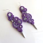 Fioletowe kolczyki długie soutache - 