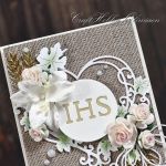 Kartka komunijna z sercem - IHS - detal I