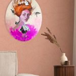 "Gniazdo" obraz akrylowy na płótnie owalnym artystki Adriany Laube - magiczny portret - 