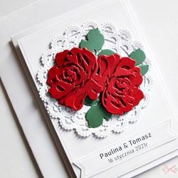 Kartka Ślubna - czerwone róże