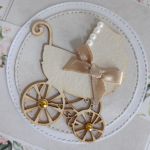 Kartka na Chrzest Święty z wózeczkiem - Kartka na Chrzest Święty z wózeczkiem