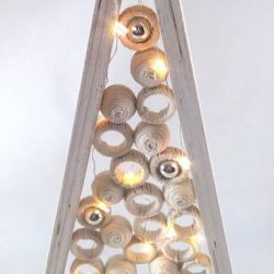 Choinka drewniana 20 LED Biała