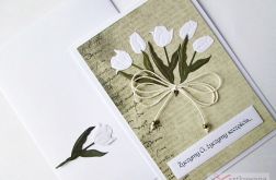 Kartka Z ŻYCZENIEM - białe tulipany