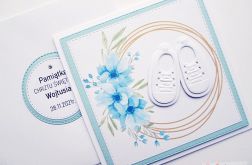 Kartka PAMIĄTKA CHRZTU błękitno-biała