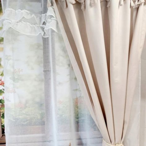 Zasłony gotowe BOHO z falbaną panel sztora na tunel ,na taśmę 140/250cm
