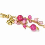 Złoto różowy breloczek z koniczynką - 