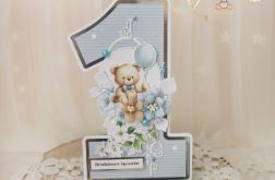 Kartka cyferka na roczek "Baby Blue 2" GOTOWA