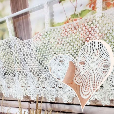 Zazdrostka Firanka Boho do Kuchni elegancka na szelki koronkowa 160/43 cm