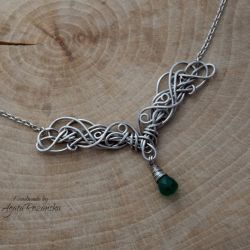 Naszyjnik z zielonym Onyksem, wire wrapping