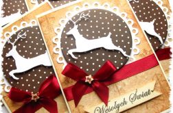 Kartka świąteczna w brązach z reniferem
