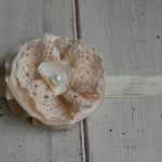 Retro opaska niemowlęca "Kremowa satyna z koronką" - 